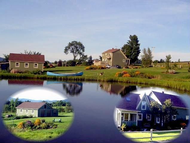 pond, garage, landscaping