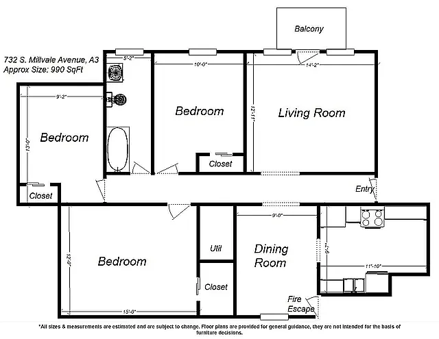 Floor plan 732 S Millvale A3