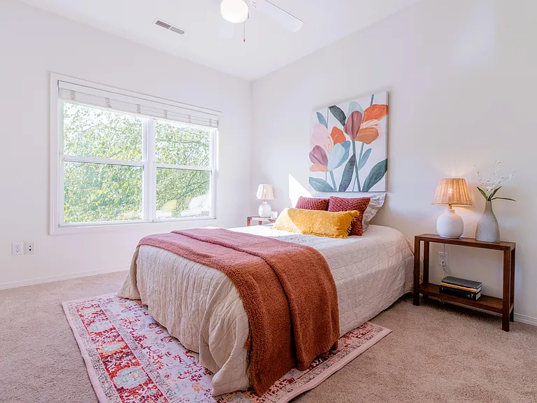Large window affords natural light (staged)