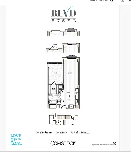 Floor plan 1 Bed/1 Bath-1C