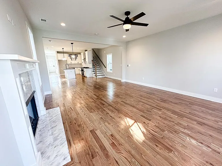 View from front door, large living and dining area
