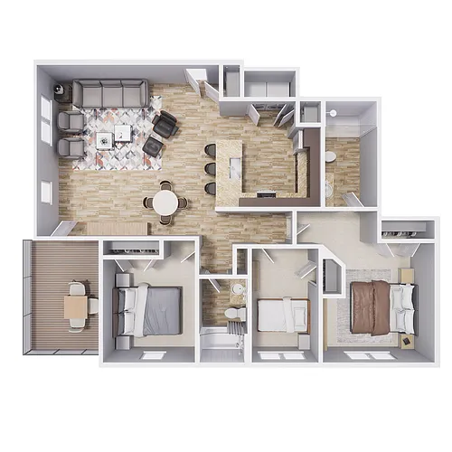 Floor plan 3x2 - 1176 sqft - C1