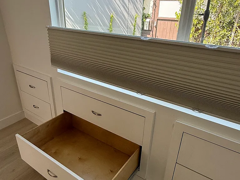 Built in drawers in primary bedroom