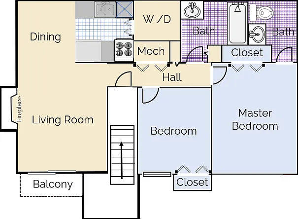 2 bedrooms, 1.5 baths 2 bedrooms, 1.5 baths