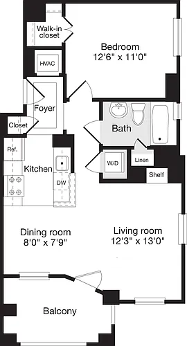 Floor plan 1 Bedroom F