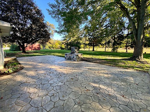 Stamped patio & fireplace