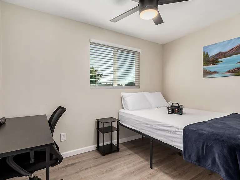 Full bed with a south view