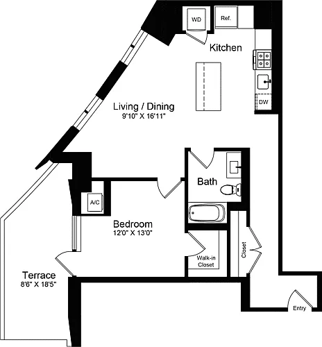 Floor plan 1 Bedroom G