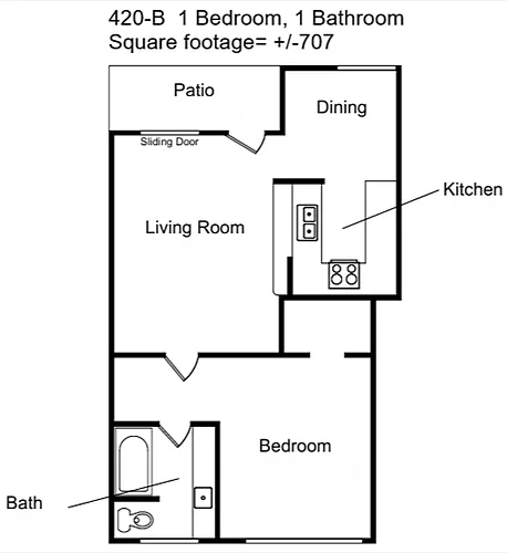 Floor plan 1 Bed 1 Bath