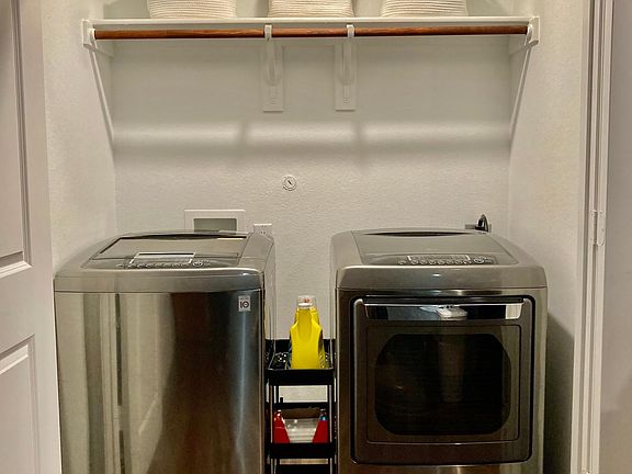 Washer and dryer included in the unit for no additional fee.
