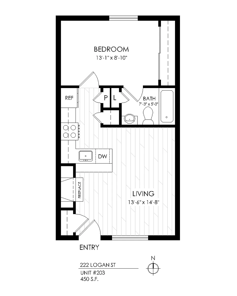 Floor plan One Bedroom, One Bath