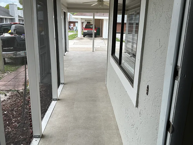 View of covered porch from main front door.
