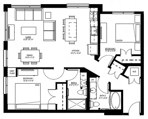 Floor plan Two Bedroom - K (80%)