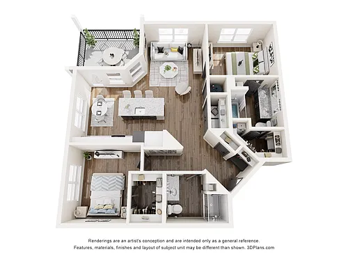 Floor plan 2 Bed 2 Bath B2