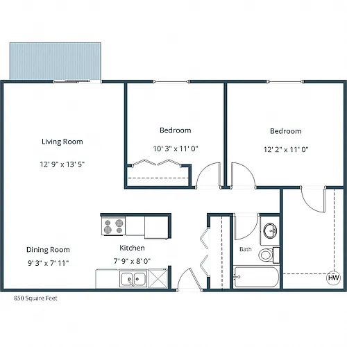 Floor plan Two Bedroom 21A