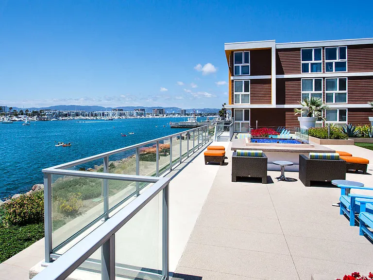 Patio with Marina and Pacific Ocean Views