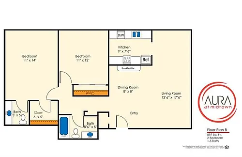 Floor plan 2x1.5 897sf Reno