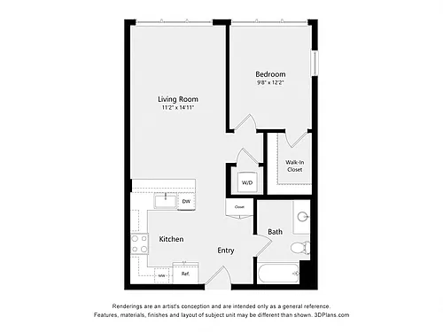 Floor plan One Bedroom B01B