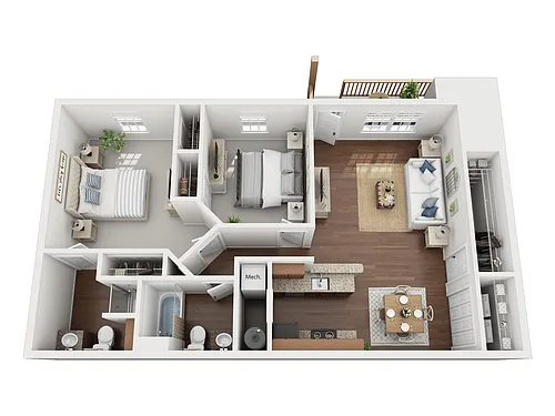 Floor plan Two Bedroom, Two Bath B