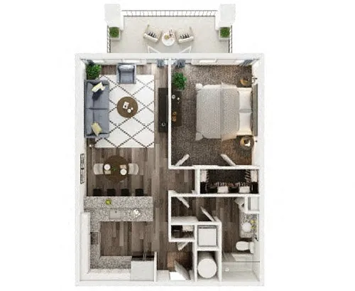Floor plan 1 Bedroom 1 Bath D ADA