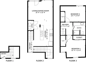 2 Bedroom floor plan - all floors 2 Bedroom floor plan - all floors