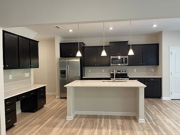 Kitchen and built-in desk work area
