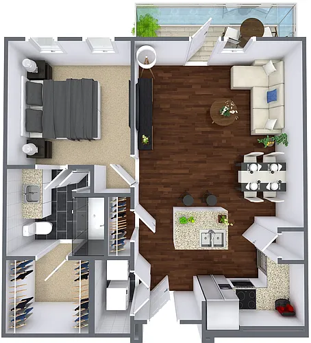Floor plan One Bedroom/One Bath
