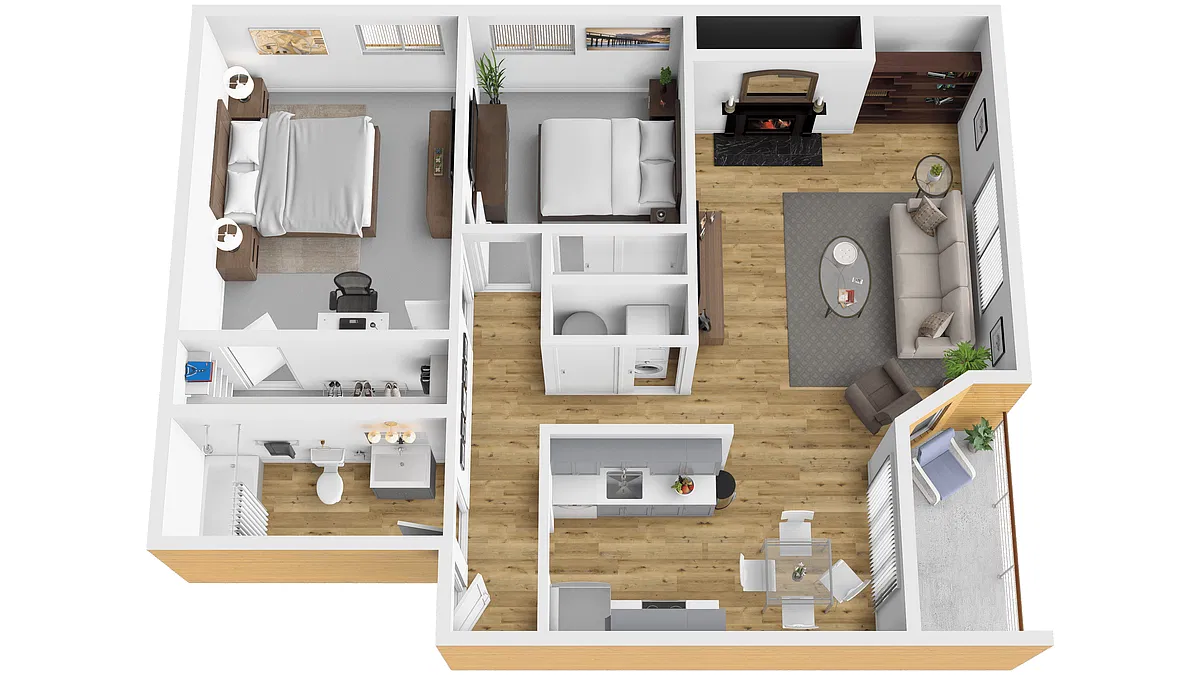 Floor plan 2x1b