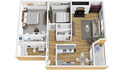 Floor plan 2x1b