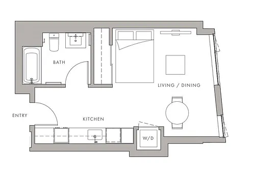 Floor plan 0BD, 1BTH S1