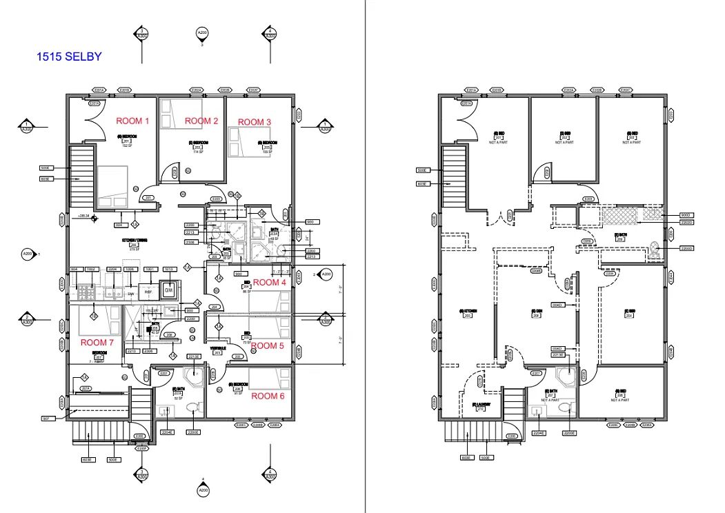 Floor plan 1515 Selby Single Room 4