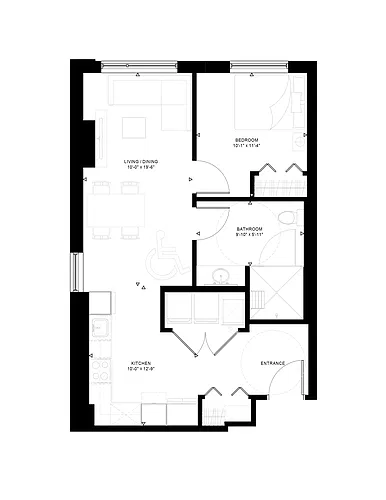 Floor plan Lynx Universal; 1 bed, 1 bath