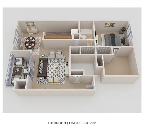Floor plan One Bedroom - 924 sqft
