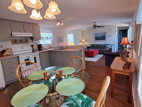 Kitchen opens to living room