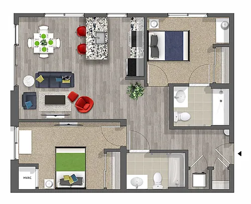 Floor plan 2 Bed 2 Bath