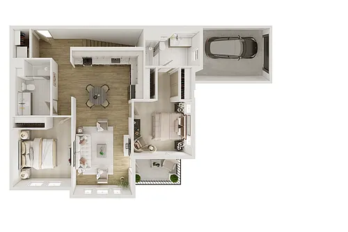Floor plan 2BD 2BTH B1