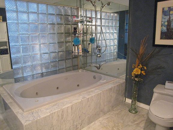 Master BR/glass block wall