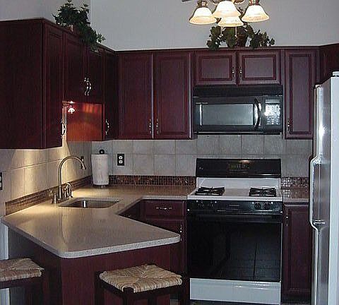 Cherry Cabinets Quartz Countertops
