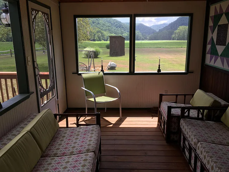 Sitting area on covered porch