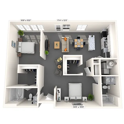 Floor plan Loft 2x2 1087-1330 SF
