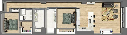 Floor plan Suite Style 12 - 2 Bedrooms 2 Baths