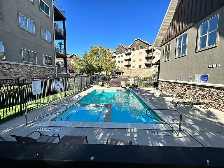 Swimming Pool, Patio & Lounge Area