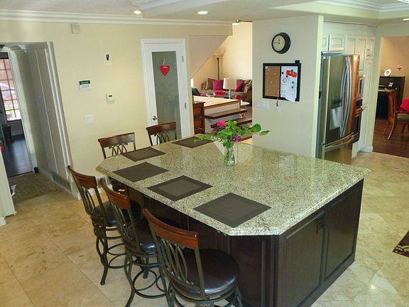 Fully remodeled granite kitchen w/ island view