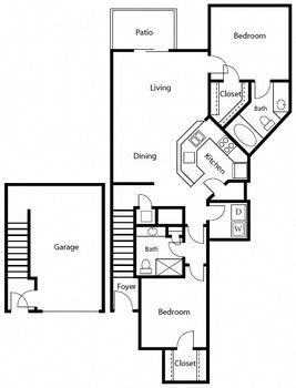 Unit - 02-202  2 Bed x 2 Bath + Car Garage attached