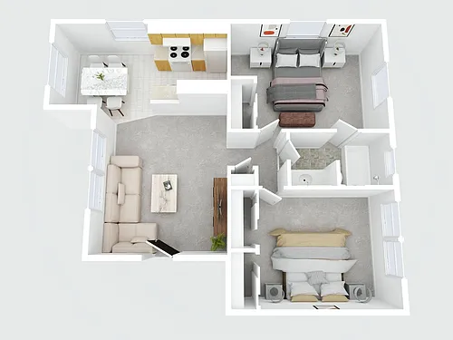 Floor plan 2 Bedroom 1 Bath