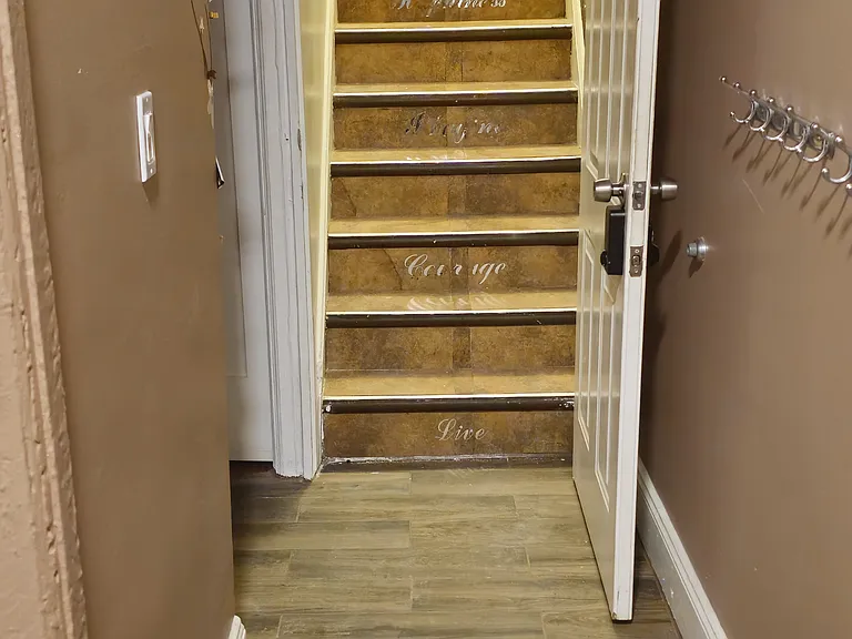 Stairway at Unit 2 entryway.
