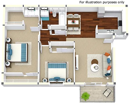 Floor plan 2 Bed 1 Bath
