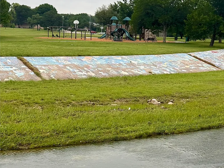 Basketball court and trails