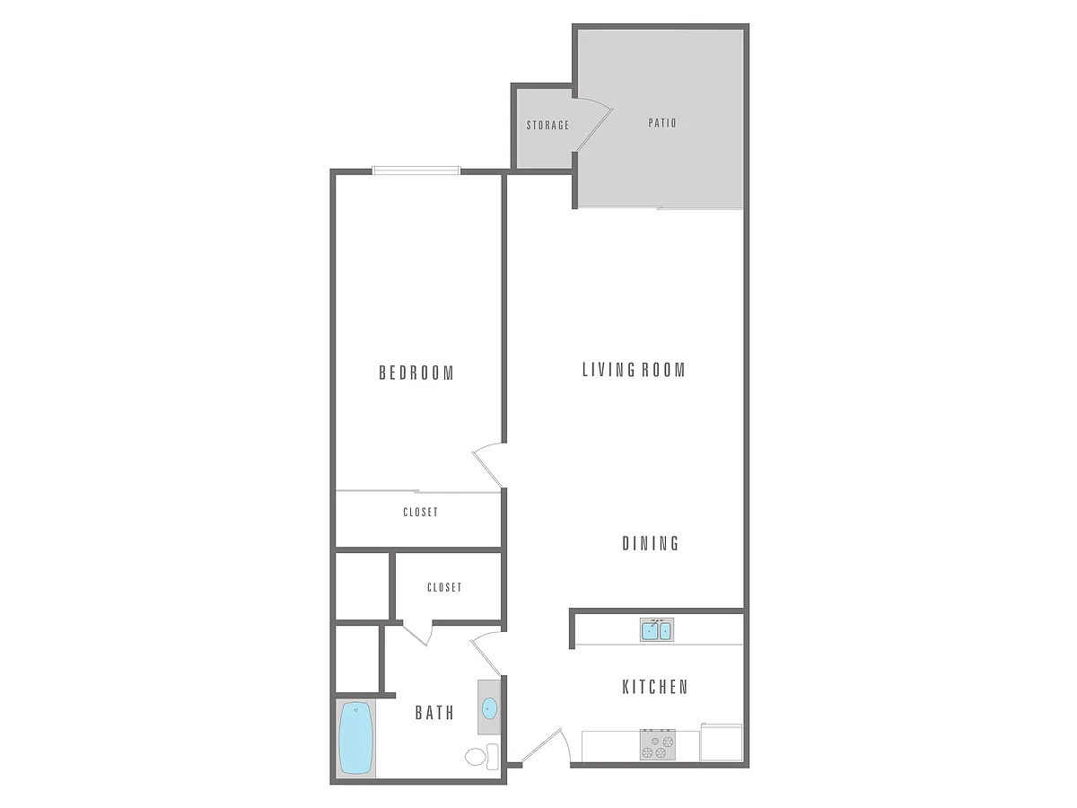 Floor plan 1 Bedroom 1 Bath