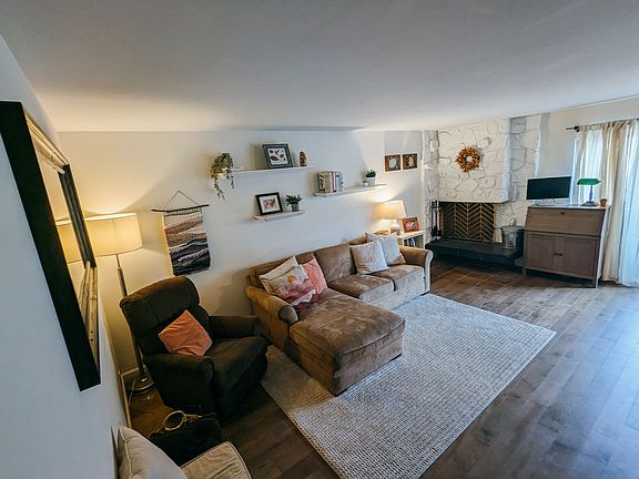 Living room and working fireplace